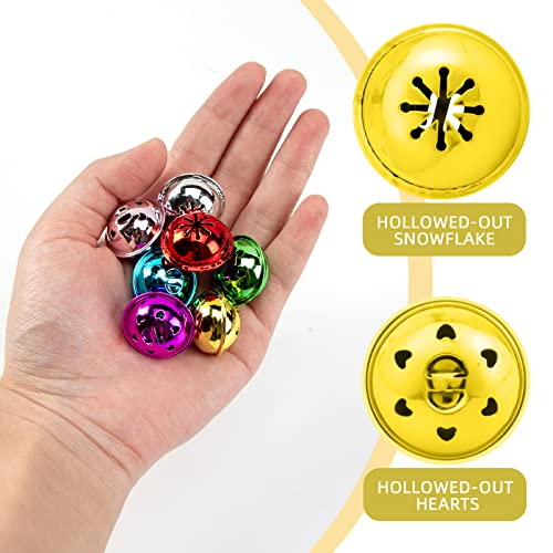 MCPINKY Valentine Craft Bells, 1 Inch Bulk DIY Heart-Shape Bells 7 Colors Bells for Gift Box Decor, Jewelry Making Supplies and Holiday Home Decorations