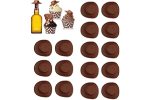 Liyquint 24 Pieces Plastic Mini Western Hats, Mini Cowboy Hats, Western Mini Cowboy Hats Party Hats for Crafts Doll Dress Up 