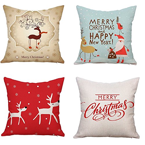 NATURALSHOW Throw Pillow Covers Set of 4 Decorative Pillowcase Covers