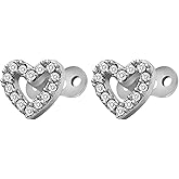 Harilla 2pcs Dermal Tops and Base Stainless Steel Jewelry, Heart 1
