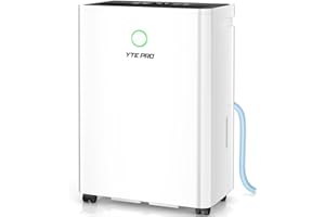 YTE PRO 1500Sq.Ft Dehumidifier, 32Pint Dehumidifiers for Home, Quiet Dehumidifier for Bathroom, Basement, Bedroom and RV, with 6.56FT Drain Hose,0.66Gal Water Tank, 3-Color Humidity Light
