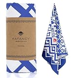 FAFANCY Microfiber Beach Towel - Oversized Quick Dry Sand-Free Absorbent Beach Towels for Kids and Adults - Best Lightweight Thin Towels for Swimming Pool, Camping, Vacation - Extra Large 63x35 Blue