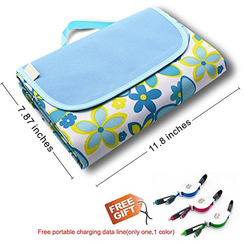 Outdoors Beach Blanket Mat Waterproof and Sandproof Camping Environmentally friendly and easy to clean (Blue pattern) (78.7x57inches)
