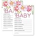 Cottage Floral Wishes for Girls Baby Shower Advice and Wish Cards - Parents Keepsake Wishing Well Birthday Memories Ideas Pack of 20 4x6 Set
