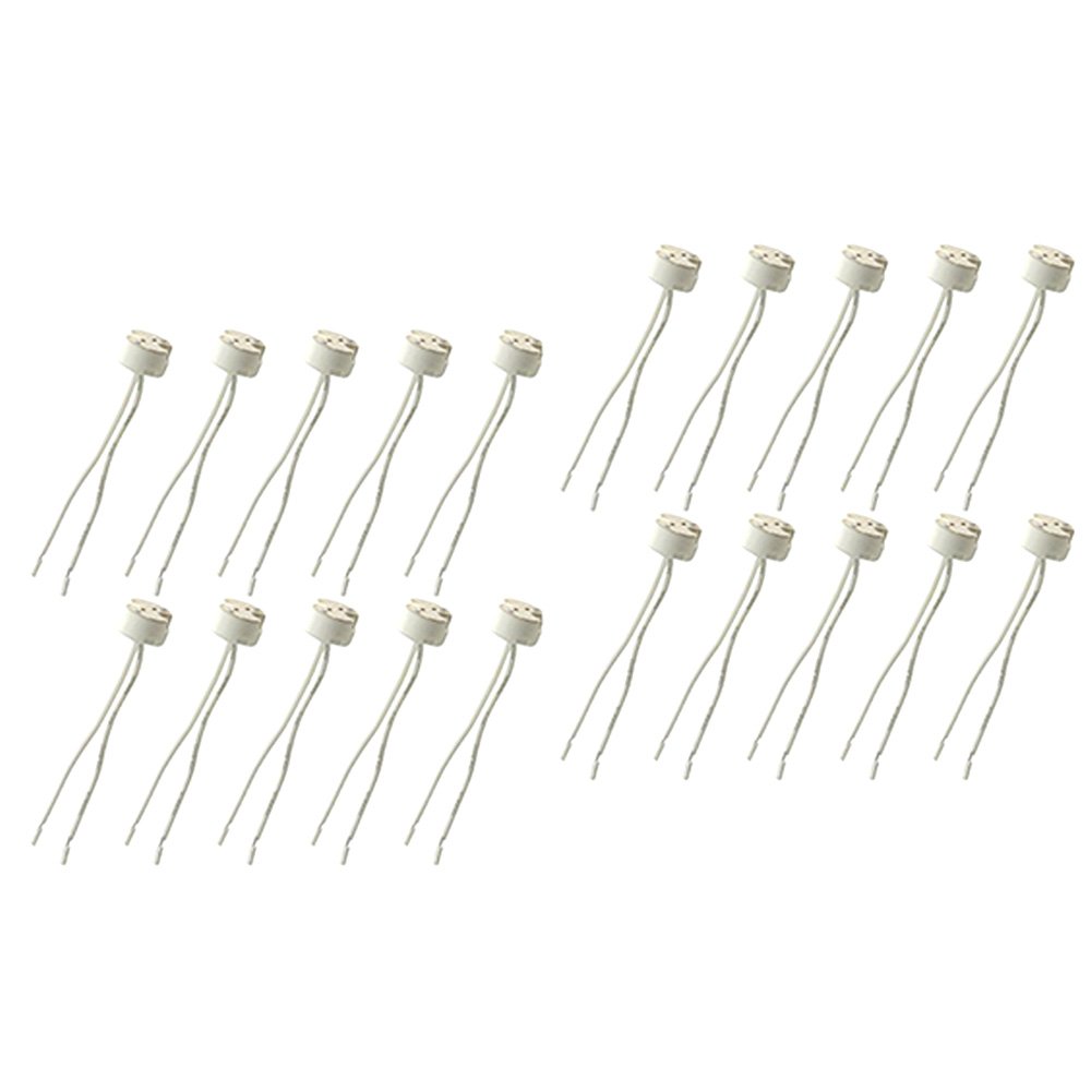 20 Pack of MR16 G5.3 Led Bulb Base Ceramic Socket,FINELED MR16 G5.3 Mr11 Lamp Holder for 12V Halogen & LED Bulb,Wire Connector Base Socket Adapter