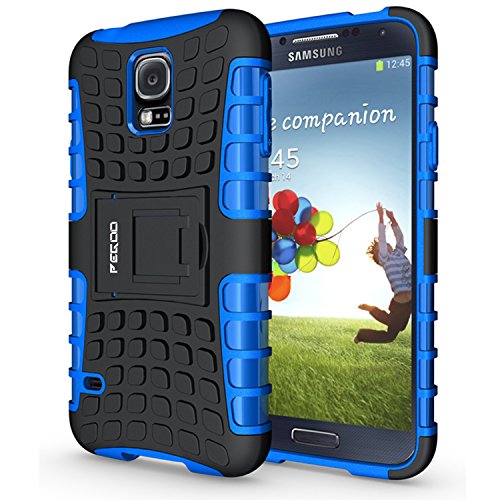 Galaxy S5 Case,Pegoo Shockprooof Impact Resistant Hybrid Heavy Duty Dual Layer Armor Hard Plastic and Soft TPU With a Kickstand Protective bumper Cover Case for Samsung Galaxy S5 (Blue)