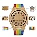 BOBO BIRD A01 Mens Bamboo Wooden Watch Colorful Band Special 10 Holes Dial Design