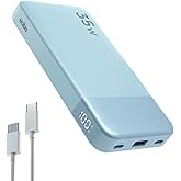 NOBIS Portable Charger, 10000mAh Power Bank Fast Charging, Battery Pack with C to C Cable, Battery Bank with Digital Display for iPhone iPad Android etc (Blue, 35W)
