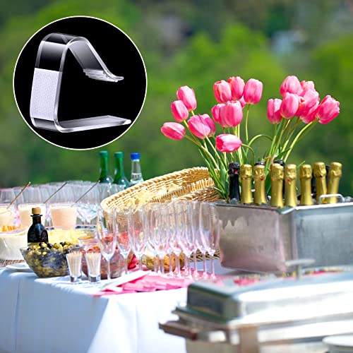 24 Pieces Clear Table Skirting Clips Plastic Table Cloth Hold Down Plastic Tablecloth Clips for
