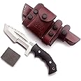 GCS Handmade Tracker Knife D2 steel Hunting Knife G10 Handle Fixed Blade Knife Right Hand Scout Carry Buffalo leather Sheath and Sharpening Stone for Hunting Camping Survival and EDC