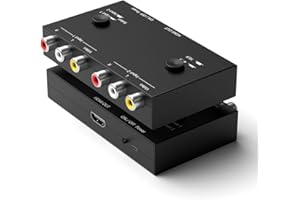 2 Port RCA to HDMI Converter, Dual AV to HDMI Converter Supports 16:9/4:3 Composite to HDMI Adapter Support 1080P PAL/NTSC Co