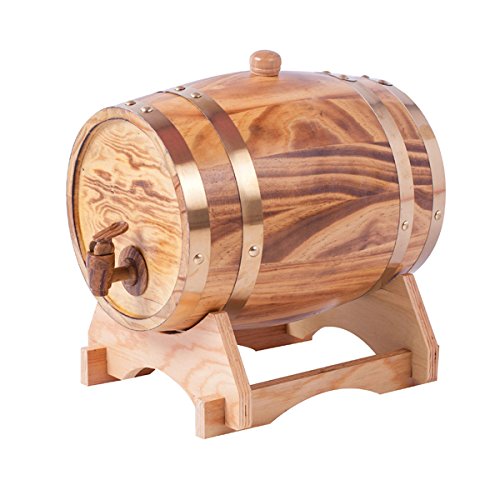 1.5L Oak Barrel Wooden Barrel for Storage or Aging Wine & Spirits Wine Barrels Wine Holder (Light Yellow)