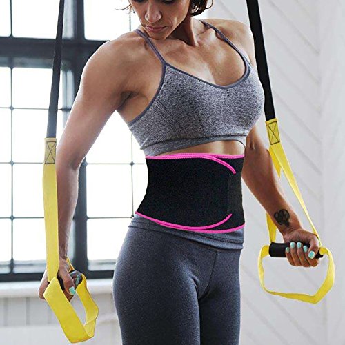 FTEOX Waist Trimmer Belt,Weight Loss Belt Sweat Belt Waist Trainer Belt Slimming Belt for Women&Men Stomach Fat Burner Low Back Lumbar Support Adjustable Straps with Sauna Suit Effect - Thumbnail 4