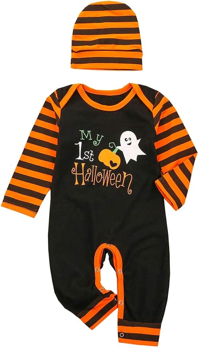 Newborn Baby Girls Boys My First Halloween Romper Pumpkin