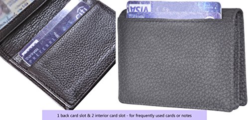 Outrip Genuine Leather Buesiness Card Holder Name Card Case Credit Card Wallet with ID Window RFID Blocking (Coffee) - Thumbnail 4