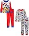 Nickelodeon Boys' Little Boys' Paw Patrol 4-Piece Cotton Pajama Set, Red/Grey, 6