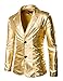 ZEROYAA Mens Geek Design Metallic Silver Blazer/Party Suit Jacket Gold 3X-Large,US XL