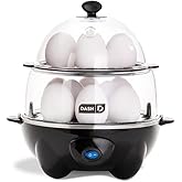 DASH Deluxe Rapid Egg Cooker for Hard Boiled, Poached, Scrambled Eggs, Omelets, Steamed Vegetables, Dumplings & More, 12 capa