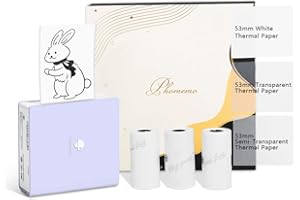 Memoking Sticker Printer Gift Set M02 Mini Thermal Printer Bluetooth Wireless Picture Printer, Inkless Pocket Printer for Phone&Pad, Sticker Printer Machine for Study Notes, Contains 3 Rolls Sticker