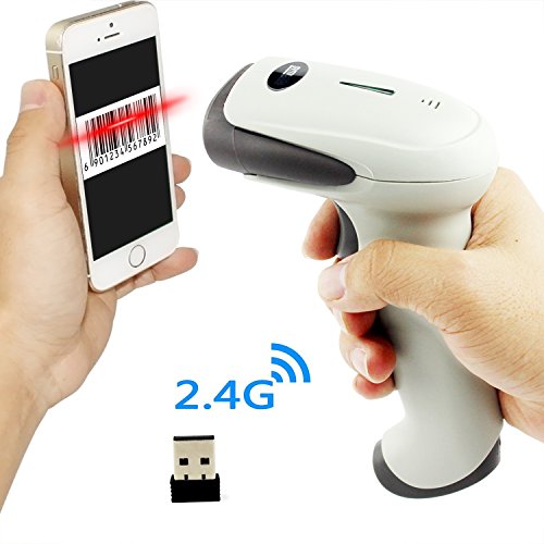 Wireless USB Barcode Scanner,Symcode Handheld Automatic CCD Barcode Scanner Reader 2.4GHz Wireless & USB2.0 Wired, Support Mac OS X, Android, Windows 10 and iOS 9