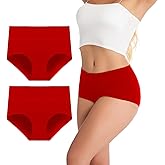 AMZCHPC Women's Cotton Underwear High Waisted Panties Soft Underpants (2Pack)