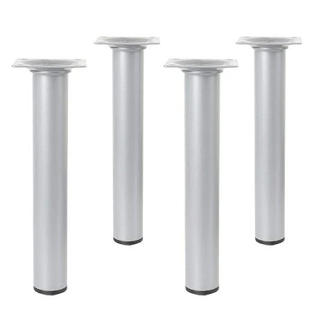 4er Set Möbelfüße Rund Ausführung Silber Höhe 400mm ø 30mm Tischbeine
