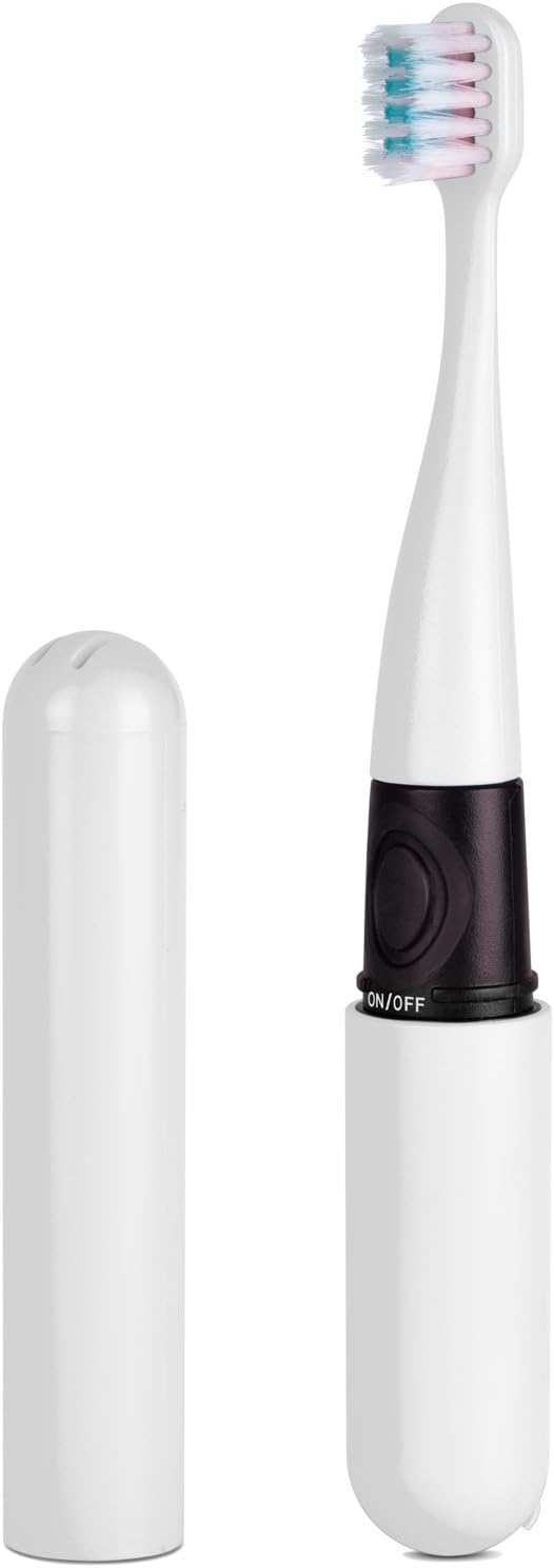 ToiletTree Products Pocket Sonic Toothbrush, White, Battery Powered, Unisex-Adults