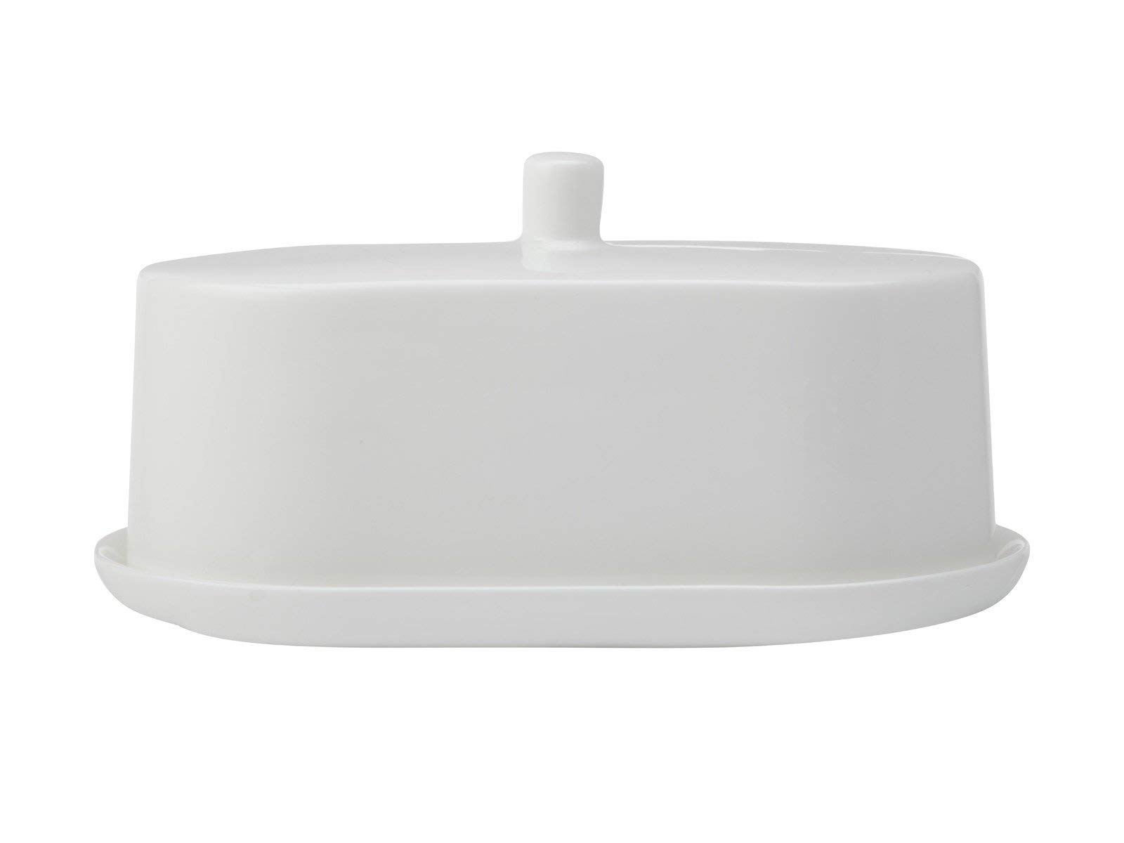 Maxwell & Williams Cashmere Butter Dish with Lid, Fine Bone China, White, 19.5 x 12 x 1.5 cm, 2 Piece Butter Keeper and Plate Set