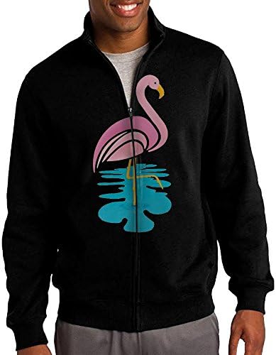 Anzhuzhen Flamingo Stand Tall Darling Surf Men's Solid Stand Collar Zipper Jacket Size XXL
