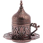 Alisveristime (1 Pc Turkish Greek Arabic Coffee Espresso Cup Saucer (Lale) (Antique Copper)