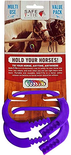 Safety Tie Horse Tie Tie - Portable and Reusable - Safety for You and Your Horse - Quick Release - 5 Customizable Buckle Settings - 2 Pieces (Dark Purple)
