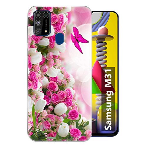 Fashionury Pink and White Flower Soft Silicone Designer Printed Full Protection Printed Back Case Cover for Samsung Gala