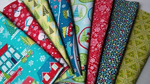 8 Fat Quarters Bundle of Cherry Guidry MULBERRY LANE Cotton Christmas Fabrics ~ 2 yards total