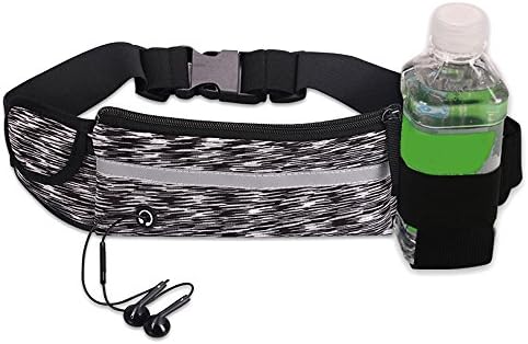 Running Belt Pack Sports Running Waist Pack Belt Pouch, Outdoor Sweatproof Reflective Running Gear Bag ,with Water Bottle Holder,for Men Women during Workouts, Fitness, Cycling, Hiking (black gray)