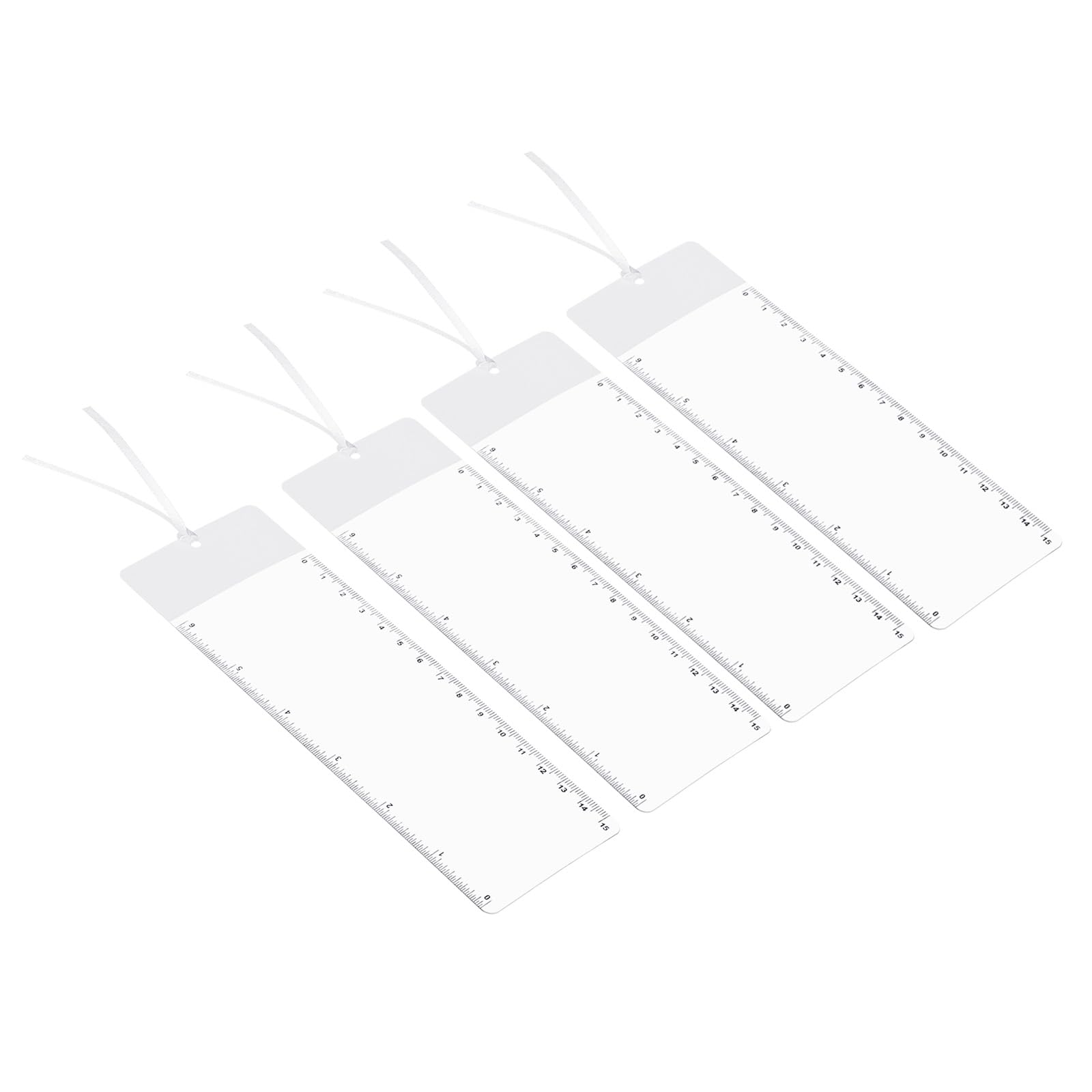 PATIKIL Bookmark Magnifier with Ruler, 4 Pack 3X Magnifying Sheet Page Magnifier Lens for Low Vision People Reading Book Magazine Newspaper, White