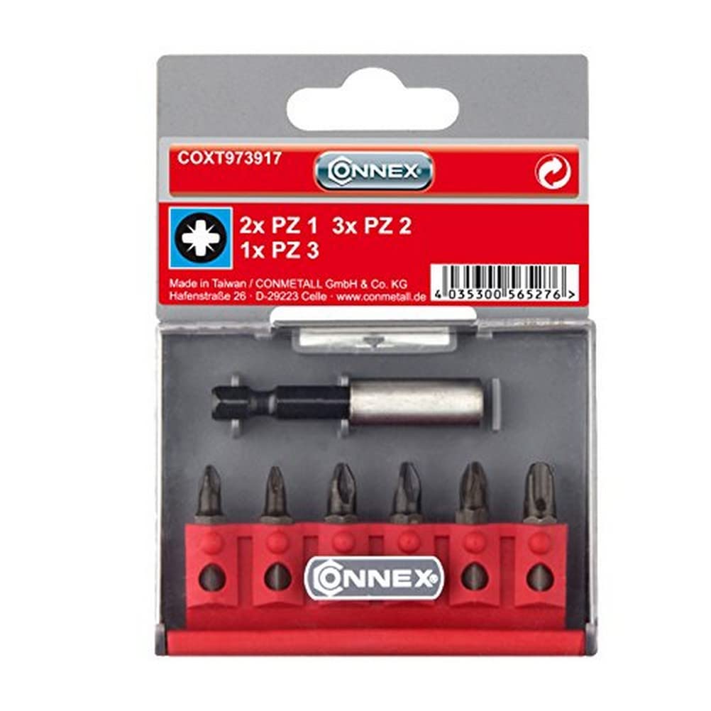 Connex COXT973917 Screwdriver Bit Set with Magnetic Holder, Multi-Colour, Set of 7 Piece