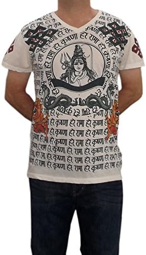 Mayakun Men´s T-Shirt Krishna Hindu Full Body White Magic Tattoo Sz. M L XL (M)