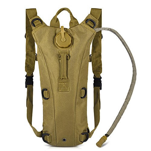 Vbiger Hydration Pack with 3L Bladder Water Bag Great for Hunting Climbing Running and Hiking (Tan, One Size)