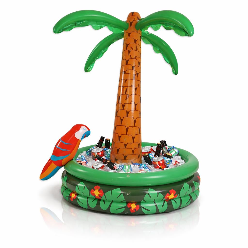 150cm Inflatable Palm Tree Drinks Cooler – Large Blow Up Ice Bucket for Bottles & Cans – Tropical Party Bar Accessory for BBQ, Garden, Pool & Festivals