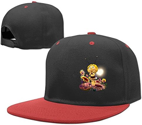 Funny Maya The Bee Kids Flat Bill Cap Boys Girls Baseball Hat Snapback One Size Red