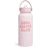Mom Water Bottle, Cool Moms Club Bottles 32oz Stainless Steel Insulated with Lid, Mom Gifts from Daughter Son, Gifts for Mother's Day Christmas Birthday