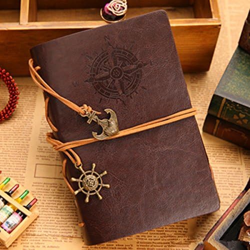 Vintage Leather Journal Notebook Classic Retro Spiral Ring Binder Diary Book (Large, Coffe) Office Product