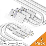 CellBee 3 Pack Apple Certified Charger - Super Fast Charging - Thick Cord - 3 ft -1 meter (White)