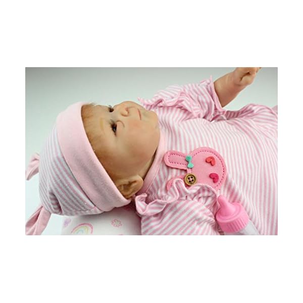 iCradle Schöne 17Zoll 43cm Reborn Baby Doll Lebensechtes Kleinkind Mädchen Silikon Vinyl Realistische Puppe – Bild 3