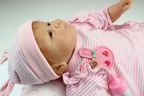 iCradle Schöne 17Zoll 43cm Reborn Baby Doll Lebensechtes Kleinkind Mädchen Silikon Vinyl Realistische Puppe – Bild 3