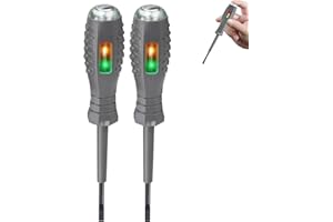 SEAPLENN 2PCS 2-in-1 High Torque Strong Magnetic Flathead Screwdriver Electricity Detector, Dual Light Color Light Measuring Electric Pen, Non Contact Voltage Detector, Voltage Tester Screwdriver