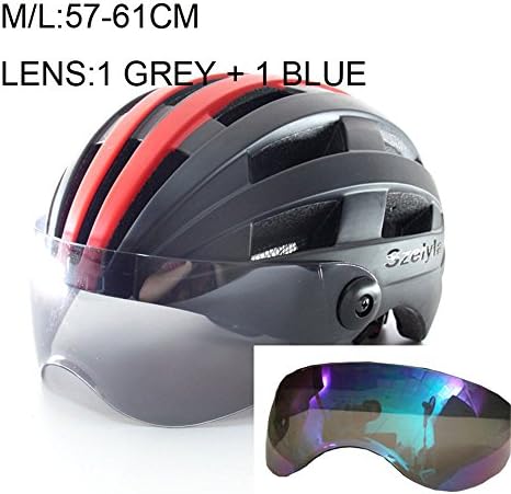 Mens BTB Mountain Bike Cycling Helmet with Lens Visor Ultralight Integrally-Molded Bicycle Helmet Night version