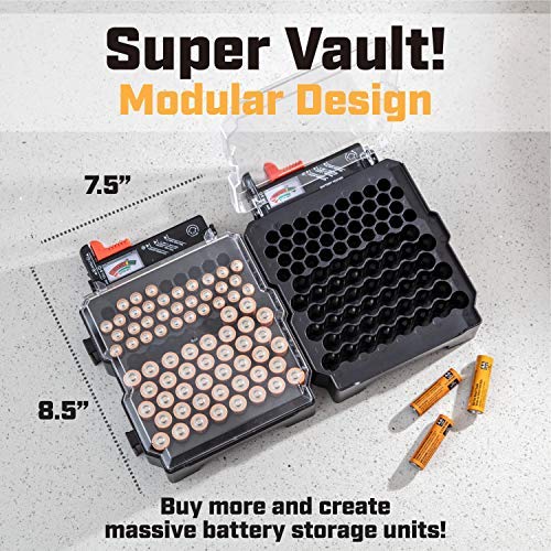 Volt Vault Battery Organizer Storage Case and Battery Tester 83 Slot AA/AAA Battery Holder