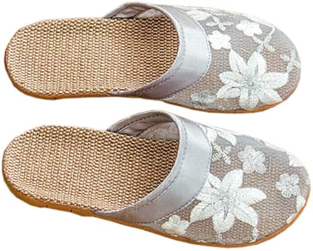 Amazon Puresino スリッパ レディース メンズ ルームシューズ 夏春 花柄 サンダル風 室内履き 静音で軽量 麻 可愛い 亜麻 滑り止め 来客用 おしゃれ 韓国風 スリッパ ルームシューズ