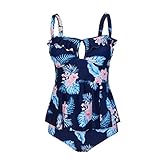 BuyBai Women's Floral Printed Tankini Top Plus Size Swimsuit Bottom Bathing Suit